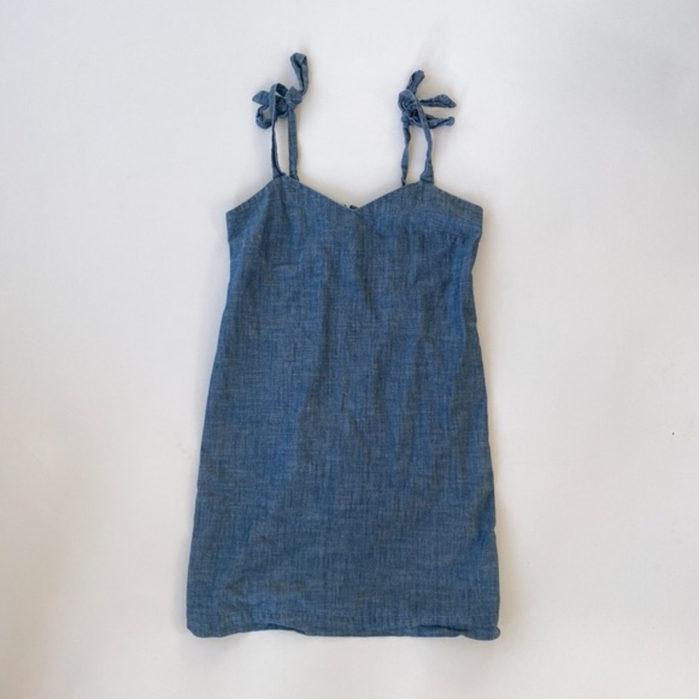 J. Crew Chambray Dress Tie Strap Sleeveless Casual Mini Dress Size‎ S